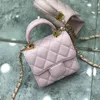 22P Womens Tiny Claasic Mini Flap Quilted With Mirror Chain Bags Lady Girls Vanity Top Handle Totes Crossbo