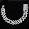 Collier en cristal de glace lourd incrusté de diamants chaîne cubaine pour bracelets hip hop pour hommes et femmes