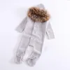 Footies Raccoon Fur Baby Rompers Hooded Winter Clothes Born Boy Girl Sticked Sweater Jumpsuit Kid Toddler Outwea294E7675490