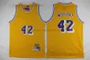 Retro Basketball Jerseys 42 Artest 44 Jerry 13 Wilt Worthy West Chamberlain James Jersey Costurado Amarelo Branco Em Branco Azul Vermelho 2003-04 1996-97 1998-99