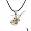 Pendant Necklaces Pendants Jewelry Fashion Stainless Steel Guitar Necklace For Men Leather Chain Male Drop Delivery 2021 Ekstv