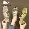 Lazyseal Square Heel Slip On Shoes for Women Slippers High Heel Pumps Summer Beach Ladies Slides Bohemian女性ドレスシューズY200624