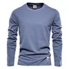 男性のための100％の綿の長袖TシャツのためのソリッドスプリングカジュアルメンズTシャツ高品質男性トップスクラシック服メンズ220325