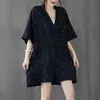 Damen Jumpsuits Strampler Plus Size Jumpsuit Damen Sommer 2022 Dot Print Batwing Shorts Revers Overalls Lose Elegant Für Hosenanzug 5595Wome