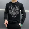 Herrenpullover Herrenpullover langärmelig Casual Pullover Strick Runde Hals Tiger Top Star Schwarz und Weiß M-5xlmen's Herren's Olga22