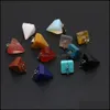 Charms Jewelry Findings Components Natural Crystal Pyramid Shape Stone Point Handmade Pendants For Necklace Earrings Dhqtz