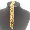 Necklace Chain Real Gold Solid Fine Stamep 14k brass Hallmarked Men's Figaro Bling Link 600mm 8mm