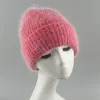 Basker mode 70% päls stickad mössa vinter hattar för kvinnor lyx hatt tjock varm ullskallies beaniesberets beretsberets
