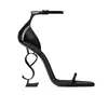 women luxury Dress Shoes high heels patent leather Gold Tone triple black nude lady fashion sandals open toes stiletto heel Party Wedding Office pumps size 35-42