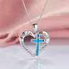 Hanger kettingen boho vrouwelijk blauw witte opaal ketting schattige zilveren kleurenketen voor vrouwen charm kruis hart bruiloft hal