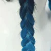 L-Mail-Peluca de Cabello Sintético Genshin Impact Venti ، Cabellera Cosplay ، Color Azul Gradado Con Trenzas ، Coletas ، Flequillo ، 220505