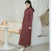 الفساتين غير الرسمية جونو نساء من الكتان القطن قف طويل الأكمام زر طباعة الأزهار فضفاضة الملابس 2022 الخريف على الطراز الصيني اللباس