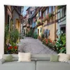Tapestry włoska uliczna alley krajobraz gobelinowy retro kamienne rośliny przyrody przepływ