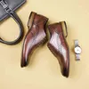 Dress Shoes New 2022 British Business Round Head Leather Shoes Men's Carved Block Formal Derby Office Wedding Single