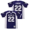 Men High School South Rebels Football 22 Phillip Lindsay Jersey Moive College All Stitched Breattable For Sport Fans University Hip Hop Team Color Purple White