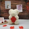 Decorative Flowers & Wreaths Red Heart Bear Rose Artificial Teddi Of Decoration Valentine Christmas Day Gift For Women Drop