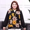 Women's Plus Size T-Shirt Women Chiffon Blouse 8XL Autumn Obesity Loose Female Long-sleeve Printed Shirt Cover Belly Mid-length TopsWomen's