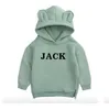 Yellow Personalised Childrens Bear Hoodie Name Initial Kids Jumper Kids Baby Toddler Gift Custom Gifts for Kids Clothing 220409