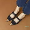 Fashion-Slippers a souligné les sandales Baotou en métal français épais talon plat arc douce fée chaussures simples
