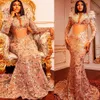 2022 Plus Size Arabisch Aso Ebi Meerjungfrau Luxuriöse Gold Ballkleider Perlen Kristalle Abend Formale Party Zweiter Empfang Geburtstag Verlobungskleider Kleid ZJ902