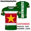 SURINAME t-shirt bricolage gratuit nom personnalisé numéro hommes femmes Joker visage mode lâche O cou été hommes vêtements 220616