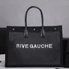 Najwyższej jakości torebki rive gauche torba na zakupy na płótnie skórzane haftowane litery snapener duży kieszamka kieszanki letnie worki na plażę