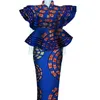 BinTarealwax Kadınlar İki Adet Elbise Afrika Giyim Dashiki Bazin Riche Etek Set Baskı Patchwork Özelleştirme Fermuar Top WY4864