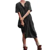Женская юбка Новая летняя женская ношение сплошного цвета с коротким рукавом хлопковое льня