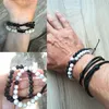 Bärade strängar justerbara par avstånd armband natursten lava matt vit svart flätad armband för män kvinnor gåvor pulseirasbead