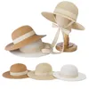 Солнцезащитная шляпа для детей на открытом воздухе ремни подбородок Регулируйте соломенную шляпу девушки Рафия Солнцезащитный Шап Летний пляжный побережье CX220510