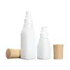 Packing Porslin White Square Bottle Lotion Spary Press Pump Plug False Wood Lid Portable Refillable Cosmetic Packaging Container 40 ml 100 ml 120 ml