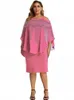 Plus Size Dresses Dress Women's Clothing O-Neck Robe Fashion Office Lady Casual Midi Oversized Large Big 3XLPlus