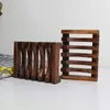 Wood Soap Hollow Rack Natural Bamboo Tray Holder Sink Deck Bathtub Shower Toilet Soap Dishes Bathroom Accessories1652293