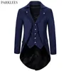 Retro Mens Gothic Blazers Jacket Coats Medieval Steampunk Men Blazer Fake Two Pieces Victorian Tuxedo Coat Men Cosplay Costume 220409