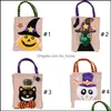 Andra festliga festförsörjningar Hemträdgård 26x15cm Halloween Linen Tote Bag Pumpkin Candy Story Påsar 4 Styles Decoration Handbag Cyz3265 D