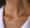 Collana con nome Alivia Personalizzata per carattere lettera da donna Tag Collana con targhetta personalizzata in oro e argento in acciaio inossidabile