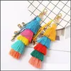 Nyckelringar mode tillbehör Colorf Boho Tassel Keychain Style Bag Ornaments Artificial Handmade Creativ Söt Attraktiva hängsmycken GI