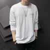 Men's T-Shirts High Quality Long Sleeve T Shirt For Men Solid Color Spring Autumn Casual Mens Male Korean Print Tops Classic Clothes
