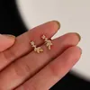 Stud Sterling Silver 14K Gold Plated Zircon Leaves Earrings Korean Flower Plant EarringsStud Dale22