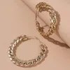 Hoop Huggie Gold Color Cuban Chain Oversize Earring Set för kvinnor Personliga cirkelörhängen Hipster Street S Jewelry 2022Hoop