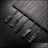 Pendant Necklaces Pendants Jewelry New Tree Of Life Copper Wire Wrapped Quartz Druzy Rock Stone Healing 7 Chakra Rainbow Gift1 Drop Delive