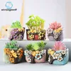 Strongwell Hand Painted Succulent Flower Pot Creative Bear Cement Pot For Green Plants Home Office Decoration Planter Artware YQ231018