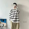 Fonekie American Hiphop Striped Pullover Men Women Spring herfst Koreaans paar losse hoofdstraat lange mouw t -shirt heren tops T220808