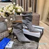2022 New Women Season Boots Perfect Crystal Ball High Heels Shoes Gray Real