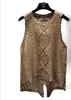 Zomer sexy holle uitgebreide camis vrouwen glanzende bling lovertanks Tops Tops Pailletten goud 220316