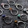 lucky Healing Exquisite Adjustable Quartz rings round Natural stone Crystal Gemstone Ring Crystal Rings For Women Fashion jewelry