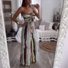 Women's Jumpsuits & Rompers Summer Women Casual Bow Off Shoulder Multi-Color Strapless Wide Long Leg Jumpsuit High Quality W503 W220427