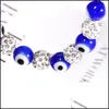 Beaded Strands Bracelets Jewelry Cute Mix Color Eyeball White Rhinestone Beads Diy Stretch Drop Delivery 2021 D2Lim