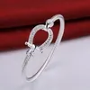 Bangle Silver Plated Filled Horse Shoe Water Drop Bracelet Fashion Jewelry Rhinestones Women Love Valentines Day GiftBangle