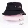 Personlighet Säkerhetsstift med Hoop Bucket Hat för Kvinnor Män Hip Pop Cap Bomull Solid Färg Fisherman Caps G220418